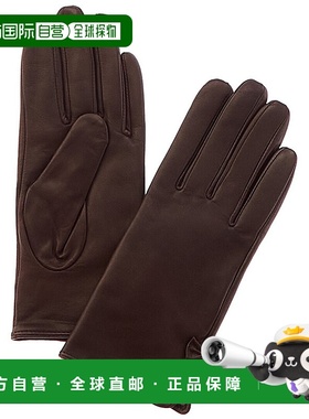 自营Phenix Bow Cashmere-Lined Leather Gloves - brown 美国奥