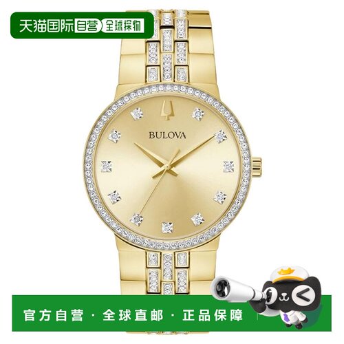 自营Bulova Men's Crystal Gold Dial Watch - gold 美国奥莱直发