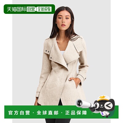 自营belle & bloom坏女孩羊毛混纺摩托车外套-燕麦泥灰 美国奥莱
