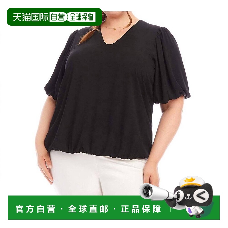 自营karen kanePuff Sleeve Top - Plus In Black 美国奥莱直发