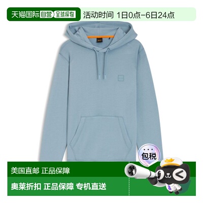 自营bossLogo-patch hoodie in cotton terry - light blue 美国