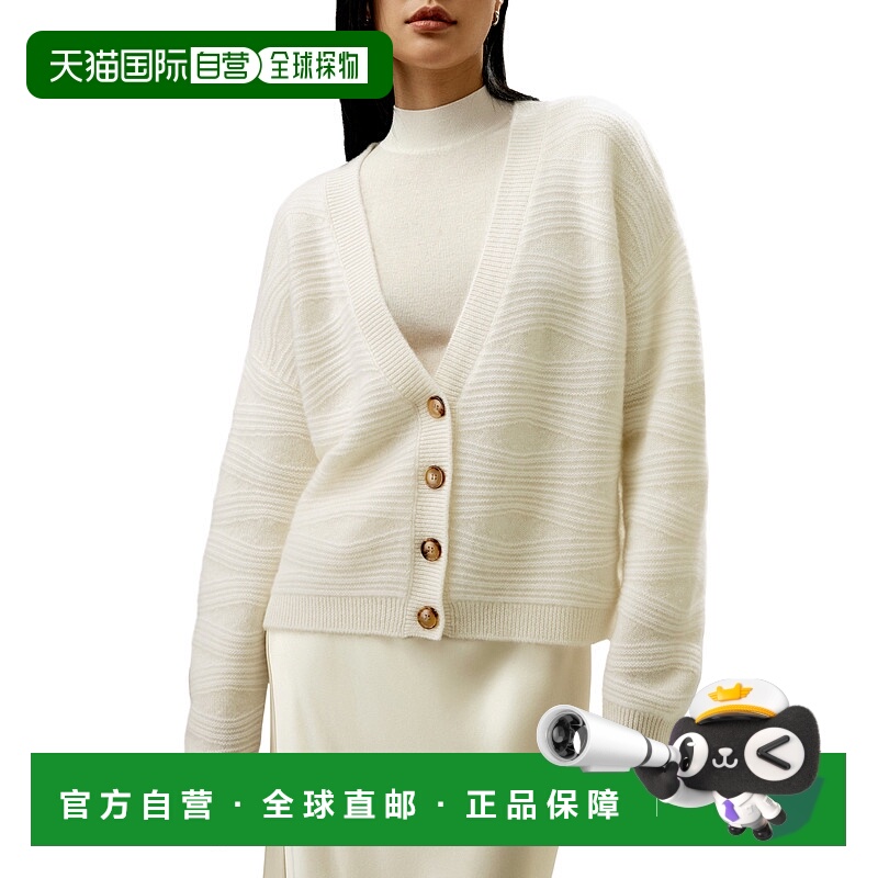 自营lilysilkElegant V-Neck Cashmere Cardigan for Women - whi