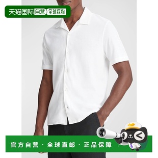 自营Vince Men's Pique Cabana S/S Button Down Shirt, Optic Wh