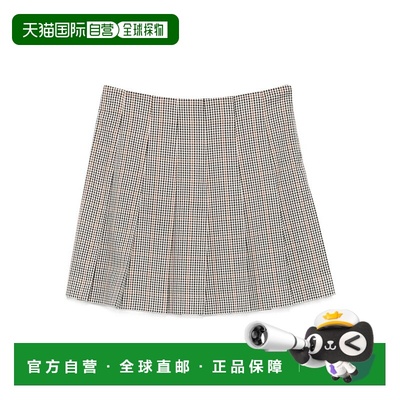 自营msgmWhite Pleated Mini Skirt With Checkered Pattern - gr