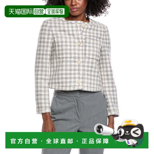 自营Theory Cropped Gingham Jacket - Grey 外套美国直发奥莱