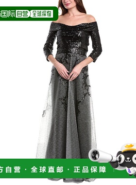 自营 Rene Ruiz 亮片礼服 - 黑色白色 美国奥莱直发连衣裙长裙