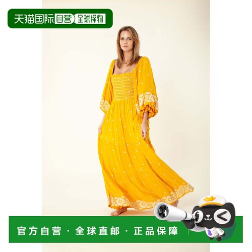 自营hale bobJayden Embroidered Maxi Dress - gold 美国奥莱直