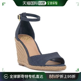 美国直邮 草编进口坡跟鞋 凉鞋 平底 camuto vince 女士