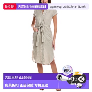 绿色 Perse亚麻裙 美国奥莱直发连衣裙 James 自营
