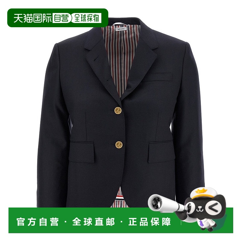 自营 thom browneTailored Black Wool Blazer - blue 美国奥莱直