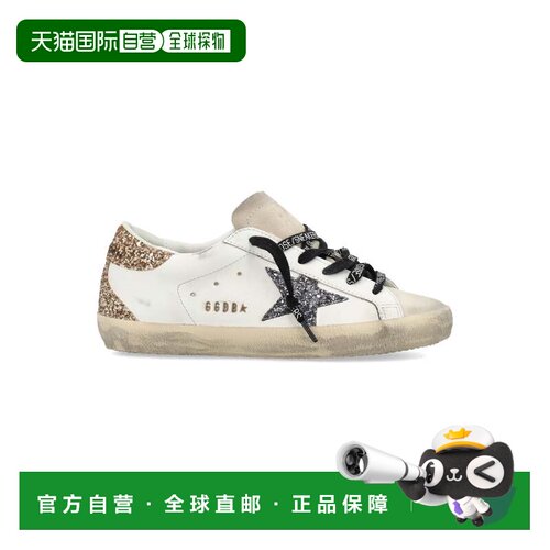 自营golden gooseSuper-Star白色皮革闪光运动鞋-neutrals 美国奥