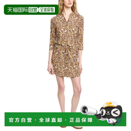 自营IBKUL 3/4-Sleeve Drawstring Dress - brown 美国奥莱直发