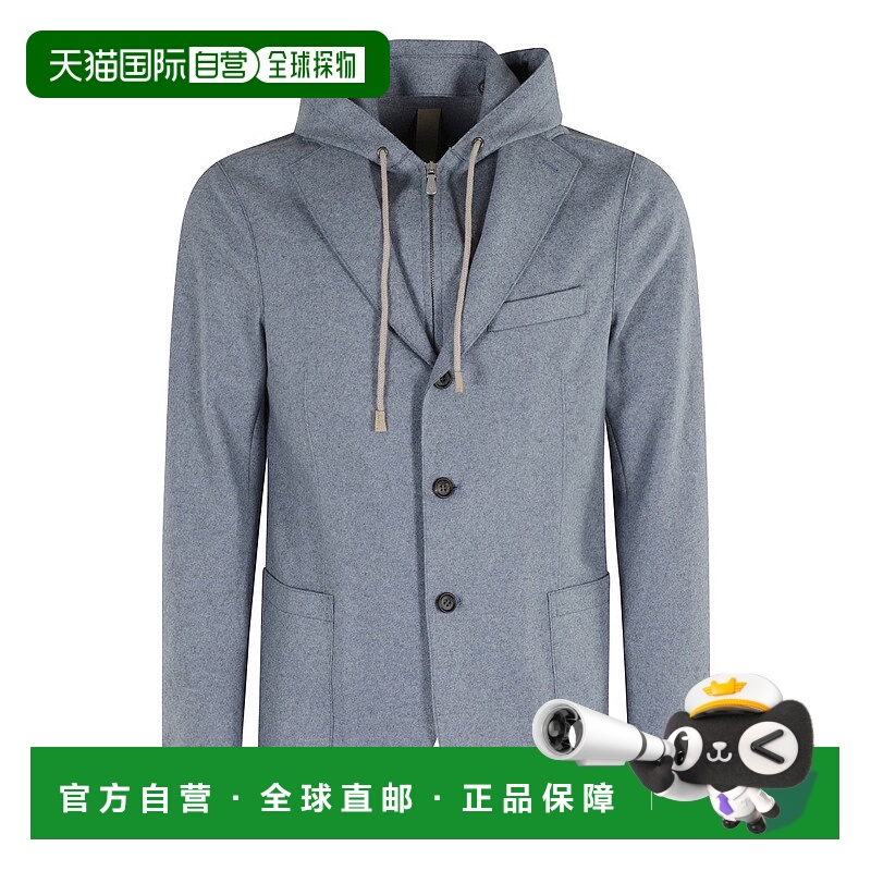 自营eleventy单排扣夹克，带抽绳风帽-中性色 美国奥莱直发