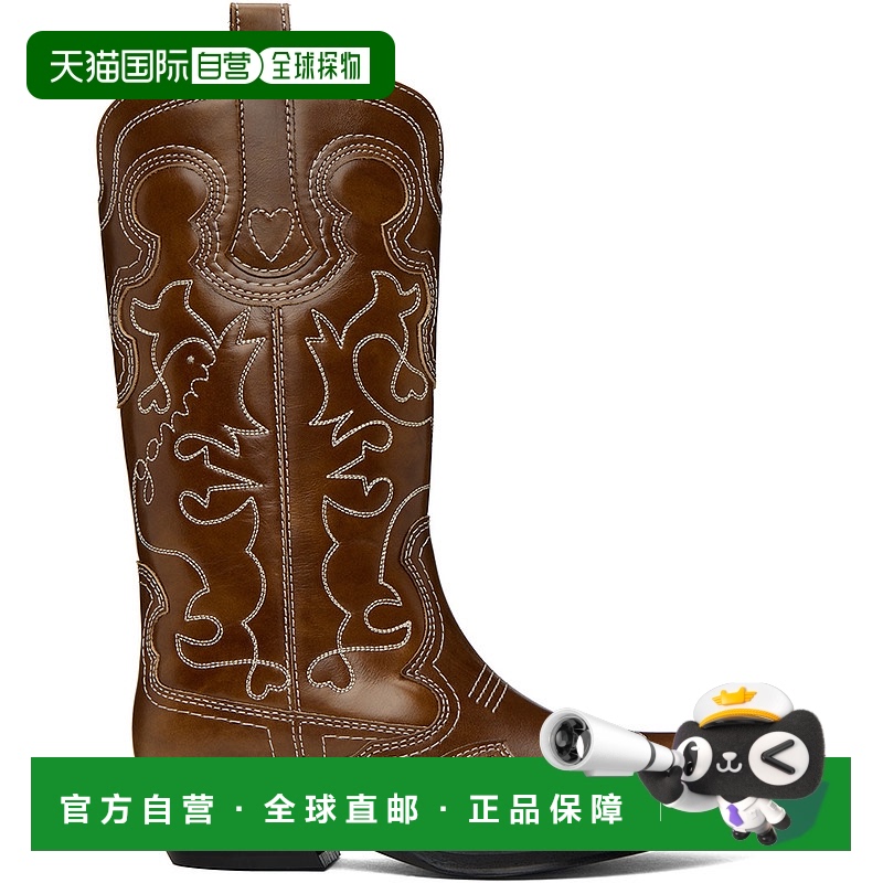 1h可退 香港直邮潮奢 GANNI 甘尼 女士 棕色 Embroidered Western