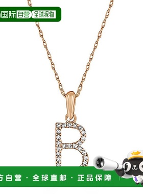 自营 sabrina14k 玫瑰金和钻石初始项链 - 玫瑰 b 美国奥莱直发
