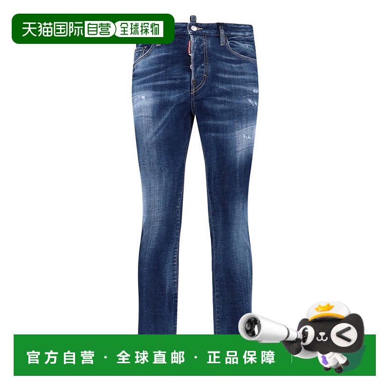 自营dsquared2直筒牛仔裤,传统五口袋设计-蓝色 美国奥莱直发