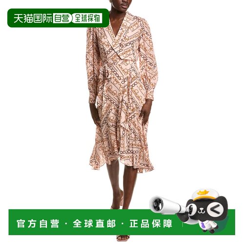 自营ELIE TAHARI LINNEA链印连衣裙-粉红色 美国奥莱直发