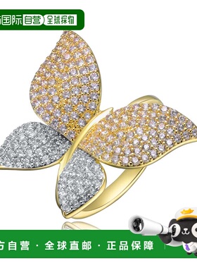 自营geneviveGa 14k 镀金钻石方晶锆石大花园蝴蝶戒指 - 金 美国