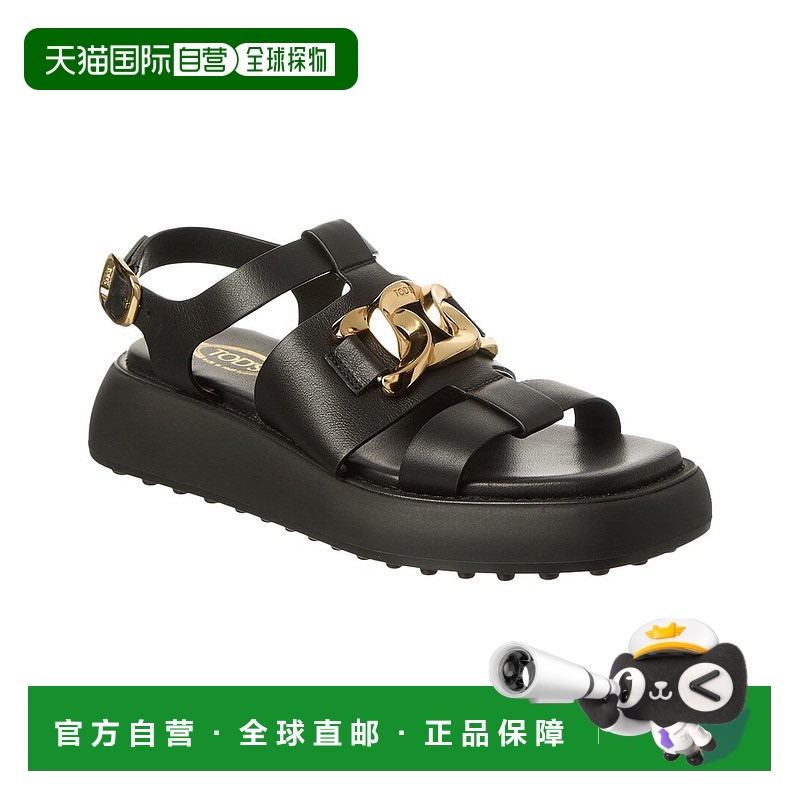 自营 tod'sTOD的Gomma皮革凉鞋-黑色 美国奥莱直发罗马鞋