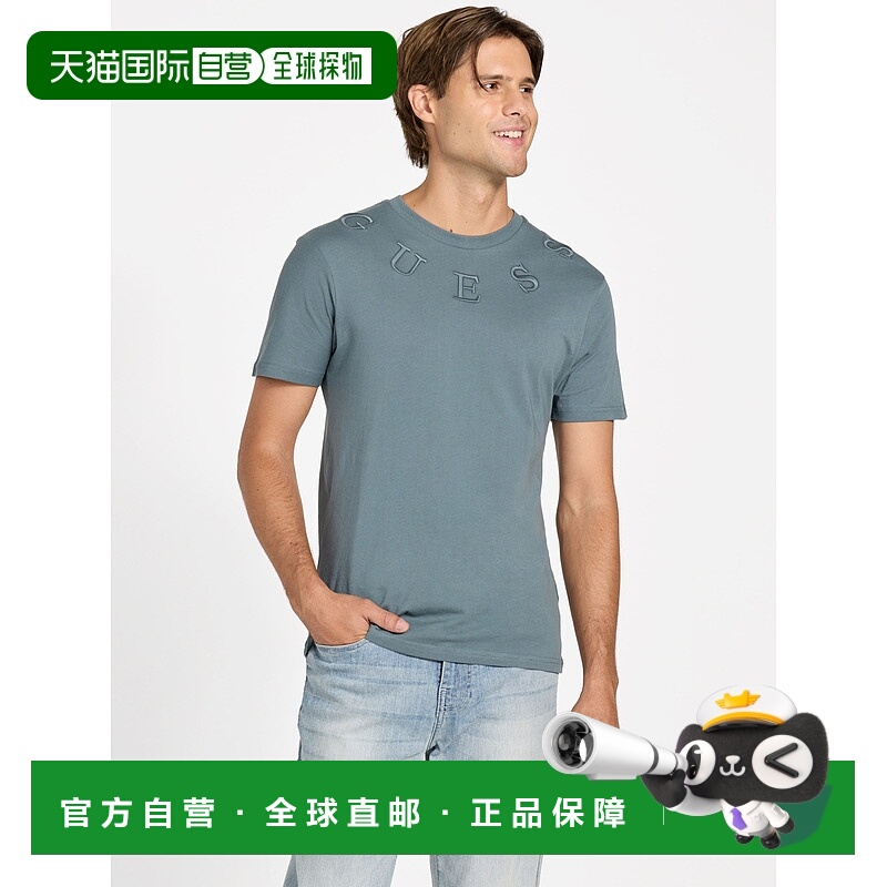 自营guessEco Ezio Crewneck Logo Tee - squall sea 美国奥莱直