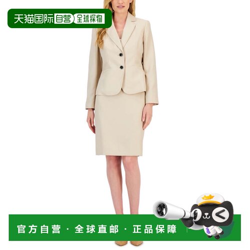 自营Le Suit Women's Two-Button Skirt Suit, Regular and Petit