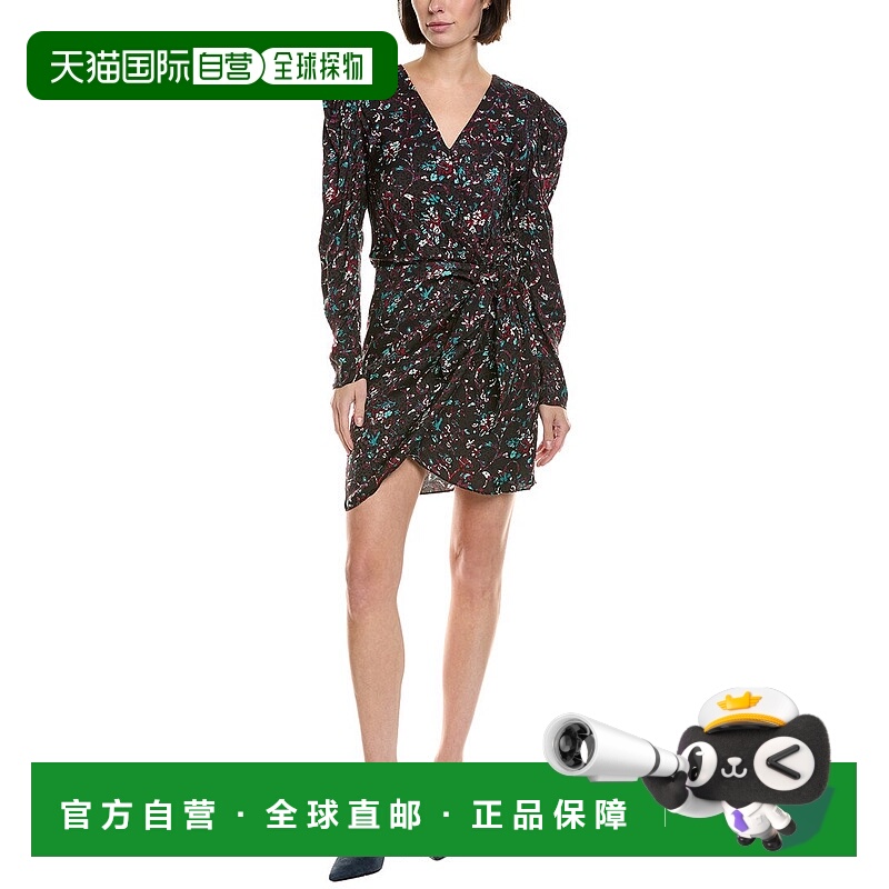 自营Isabel Marant Etoile Baikal Silk-Trim Wrap Dress - black