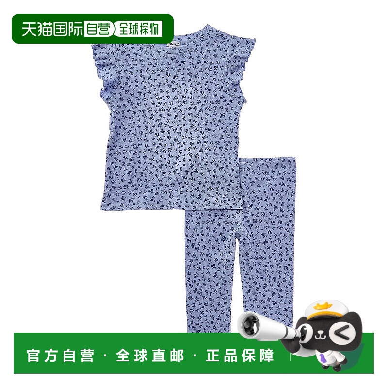 自营splendid华丽的2件碎花上衣和紧身裤套装-蓝色 美国奥莱直发