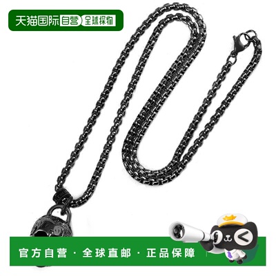 自营Crucible Los Angeles 黑色不锈钢 25 毫米骷髅项链配 24 英
