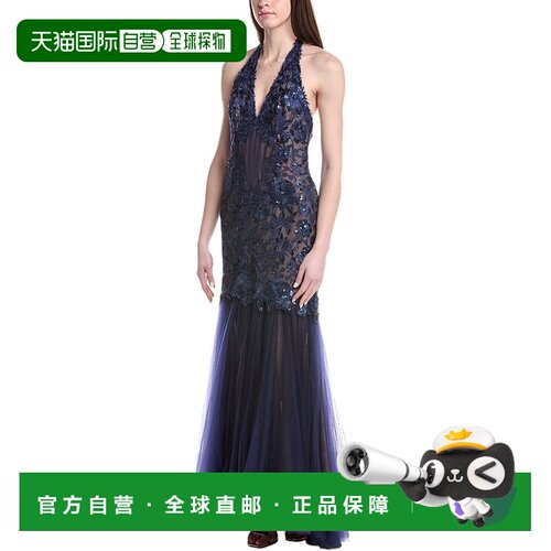 自营Tadashi Shoji Embellished Sleeveless Maxi Dress - navy