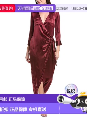自营l'agenceL’AGENCE Kadi Long Silk Wrap Dress - burgundy