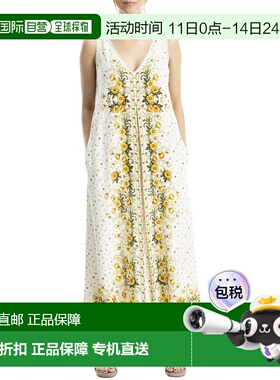 自营Max Studio V-Neck Linen-Blend Maxi Dress - white 美国奥