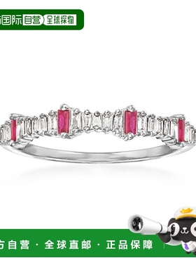 自营 ross-simons 罗斯-西蒙斯钻石和 . 14kt 白金红宝石戒指 -