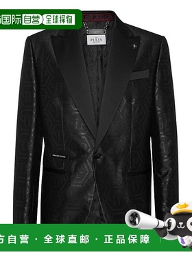 自营philipp plein提花Lurex运动夹克Lord Fit标志-黑色 美国奥莱