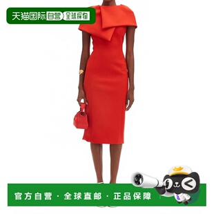 renta红色褶皱定制连衣裙 自营 美国奥莱直发 oscar