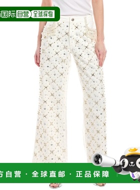 自营PatBO Beaded Wide Leg Jean - white 美国奥莱直发