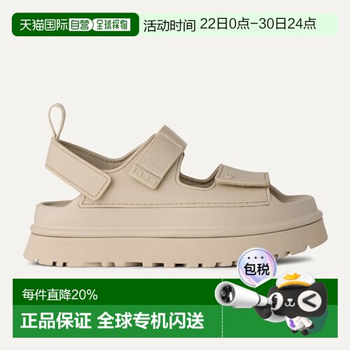 香港直邮UGG 舒适时尚炫金系列厚底简约露趾魔术贴加厚半拖休闲凉