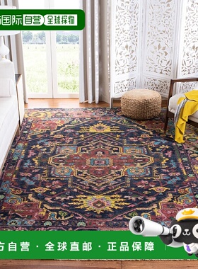 自营safaviehIzmir Hand Made Area Rug, Blue / Rust Traditiona