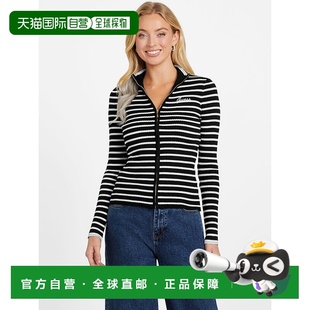自营guessZinnia Striped Zip Sweater - black 美国奥莱直发
