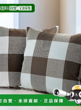 zulay kitchen2 件装水牛格纹抱枕套（20x20 英寸）- 棕色和白色