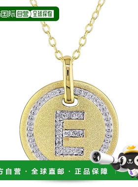 自营 Mimi & Max E 首字母钻石配饰吊坠配镀黄纯银链条 - 黄色 美
