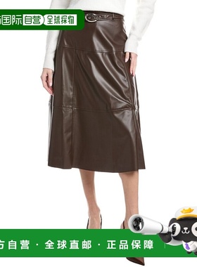 自营1.STATE Panelled Belted Midi Skirt - brown 美国奥莱直发