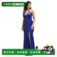 six深 配有低系带 自营after 露背长款 斜纹连衣裙 钴蓝色 美