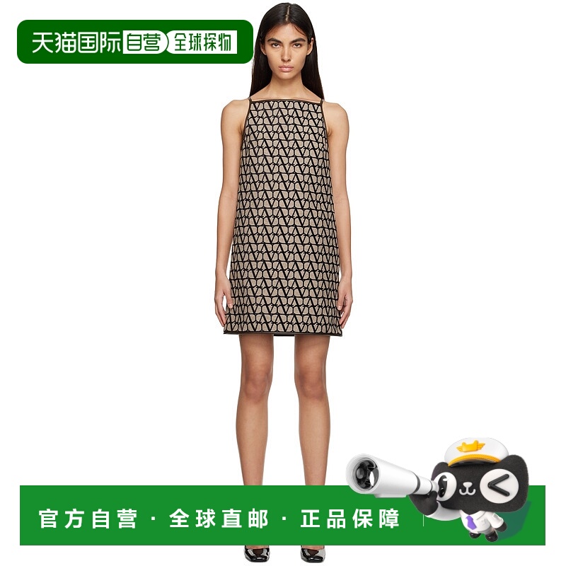 1h可退 香港直邮潮奢 Valentino 华伦天奴 女士 驼色方领连衣裙 2