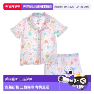 自营Rene Rofe 2件套Happy Days褶边睡衣短款-白色 新款 美国奥莱