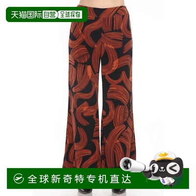 自营 joseph ribkoff拉丝印花阔腿长裤黑色/棕色-黑色/棕色 美国