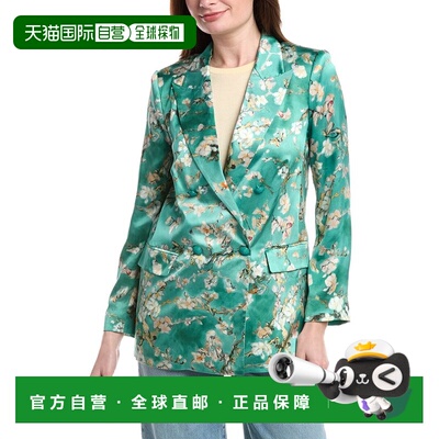 自营L'AGENCE Taryn Double-Breasted Silk Blazer - blue 美国奥