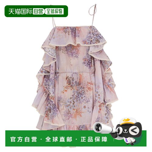 自营zimmermannCascadian Ruffle Floral Cotton Mini Dress - pi