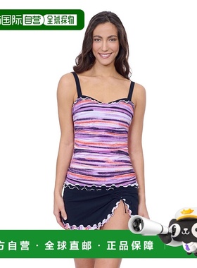 自营 profile by gottex里加E杯中心褶皱坦基尼-紫色多色 美国奥