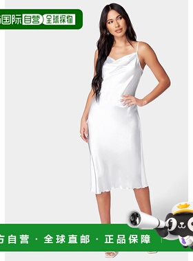 自营Bebe Women's Satin Midi Slip Dress - white 美国奥莱直发