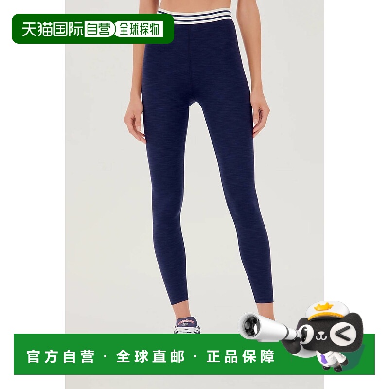 自营splits59Bailey高腰活动罗纹7/8靛蓝紧身裤 美国奥莱直发